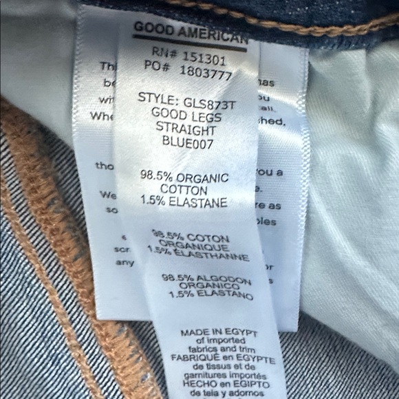GOOD AMERICAN GOOD LEGS -  Blue Straight Leg Jeans- never worn !! - Picture 3 of 4